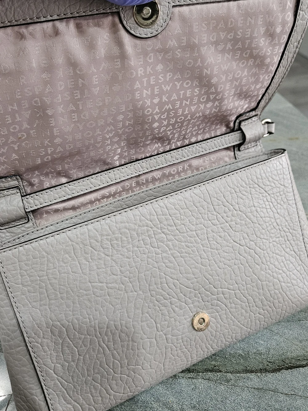 NWOT Kate Spade Gray Laser Cut Leather Crossbody Shoulder Bag